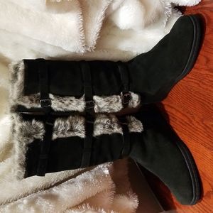 AQUATALIA SUEDE AND FAUX FUR BOOTS - SIZE 8.5